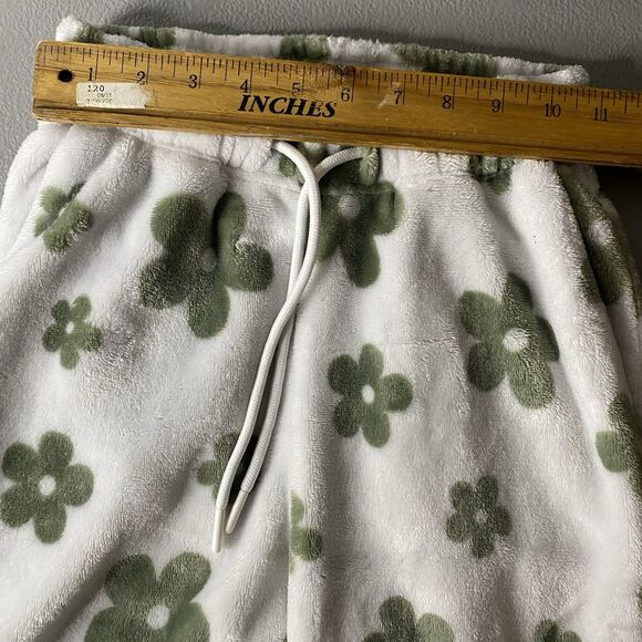 FREE HAVEN Pants Fleece Floral Pajama Lounge Boho Womens M ( XS S ) White Green - Picture 5 of 7